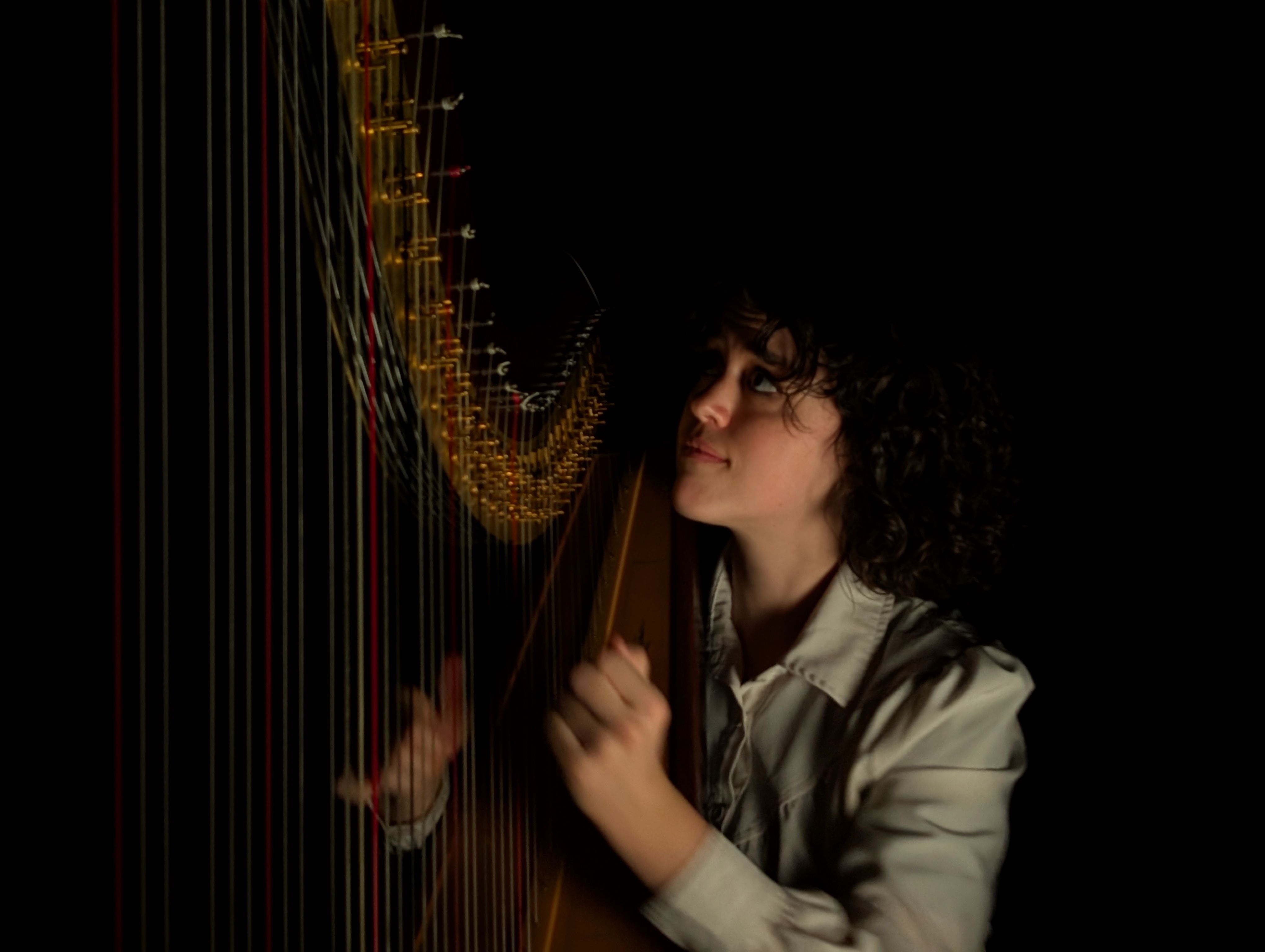 Dramatic harp performance still